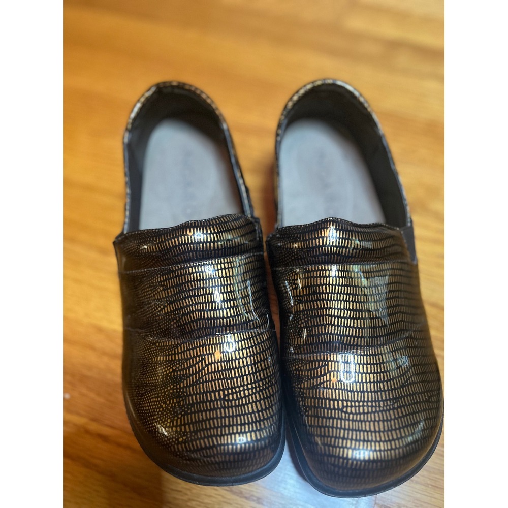 Ingaro Bronze Metallic Lizard Print Slip On Comfort Clogs Shoes 9W